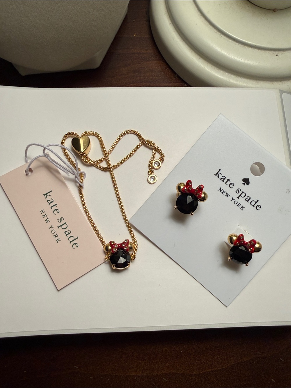 kate spade Gold-tone and Red Crystal Minnie Jewelry Set bracelet & earrings